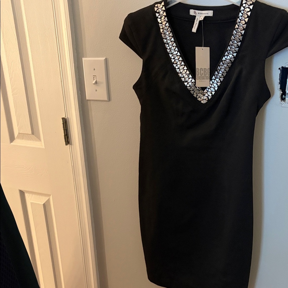 NWT VTG BCBGMaxAzria Black Studded Dress